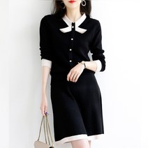 요모조모 여성 진주버튼 니트 투피스 가을원피스 YJS546