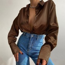 소라색셔츠 셔츠 여성 패션 상의 2022 봄 솔리드 긴 소매 블라우스 빈티지