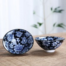 다도 다기 찻잔 세트 레트로 파란색과 흰색 도자기 콘 찻잔 스케일링 방지 손으로 그린 세라믹 차 그릇 여, 02 A2 - 8.5X3.6CM 70ML