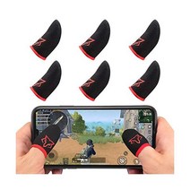 모바일 게임컨트롤러 Finger 슬리브 Sets [6 PCs] 땀방지 통기성 있는 터치스크린 for 휴대폰 게임 PUBG/모바일 Legends/Knives Out(Black 레드)