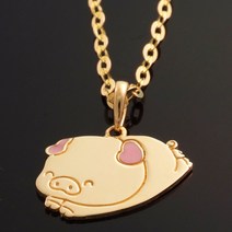 18K GOLD [미아방지목걸이] 꿀꿀이_BP728