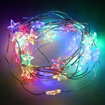 LED 건전지용 데코 와이어 전구 별 구슬 산타 루돌프 눈사람 종 모양 트리 램프 장식 조명, 와이어 별 20P(+AA건전지 4개), 4색칼라