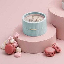 살림일기 원형 미니 악세사리 보관함, 미니보석함 - 블루