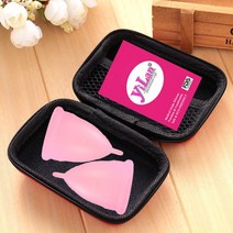Yilan 생리컵 안전한 실리콘 월경컵 의약외품 실리콘 생리 컵, 2pcs-box-핑크, L