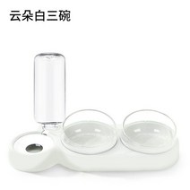 고양이용품 쌍사발 자동 물을마시다 강아지용 개가 식대야 물그릇 방지 엎지르다 분당 밥 애완용품 2918743905, 화이트 조절가능 사선입 세 공기 2 1물 건습 분리