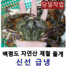 백령도 제철 돌게 급냉 박하지 민꽃게 게장용 돌게장 대 3kg(암수랜덤), 3kg (대 암수랜덤), 1개
