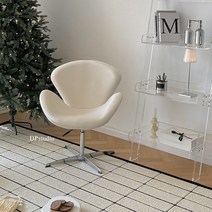 프리츠한센 스완 체어 1인용 카페 안락의자 가죽, 플란넬 아이보리