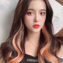 루즈루나 옴브레 웨이브 컬러피스 43cm 롱헤어 연예인머리스타일 브릿지 붙임머리 피스 부분가발 헤어피스 4피스 1세트, 오렌지