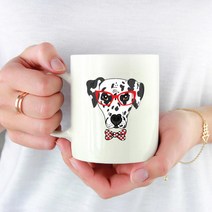 로고머그컵 소량머그컵제작 선물 안경쓴 달마시안, 양쪽