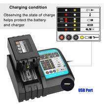 마끼다배터리 호환용 18V 12Ah 충전식 배터리 12000mah 리튬 이온 교체 전원 MAKITA BL1880 + 3A 충전기, 01 금