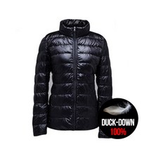 오리털 100% 경량 긴팔패딩 다운자켓 패딩조끼 점퍼 여성 (블랙)