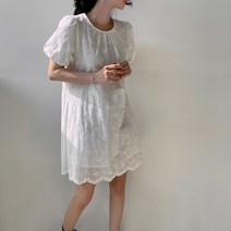 티오케이 / 여름 퍼프 레이스자수 원피스