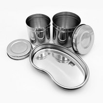 텐포인트 스테인리스 위생저 반영구 반달접시 원형 알콜 화장 솜통 부자재 바트 반영구재료, 평면 반달 위생저+원형 솜통(8cm) 세트