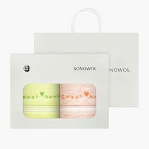 송월타월 스윗하트 하니 2매 선물세트(크림상하+쇼핑백) 답례품, 골고루(랜덤), 1, 골고루(랜덤)