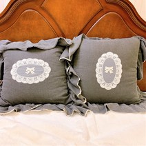 세덱 북유럽 리본 쿠션 린넨 쿠션커버 2종, 리본-세로, 솜 포함 구매(고급 구름솜)