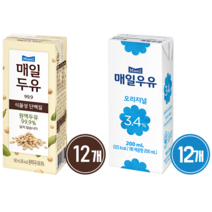 매일유업 매일두유190ml 12개 + 매일우유200ml 12개