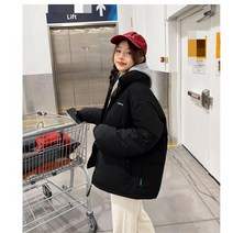 ANYOU 여성 루즈핏 기모 패션 숏패딩