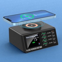 가성비LED USB 충전기 무선 4 A 급속 C PD 포트 스테이션 13 호환 샤오미 110W, 01 Black_03 UK Power Plug