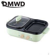 멀티쿠커 2IN 1 전기 냄비 스튜 쿠커 바베큐 그릴 다기능 비 스틱 프라이팬 플레이트 무연 로스터 110V/22, 01 미국