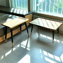 환봉형 골드블랙투톤 사선철재다리 2종 소탁좌탁다리 낮은테이블다리 4개1세트, 400미리 소파테이블용