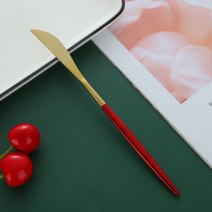 서양식 나이프와 스테인리스 식기 왕홍 포르투갈 골드 포크 스푼 젓가락 선물 세트 로고, 하나, 레드 골드 나이프