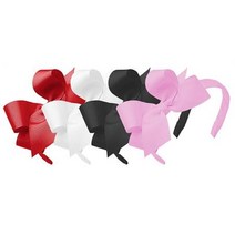 헤어 악세사리 Wee Ones 여아용 클래식 그로그랭 머리띠 미디엄 리본 4피스 레드/화이트/블랙/펄