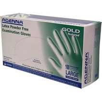 아테나 GLD266 골드 600밀리 무분말 라텍스 장갑 메디컬 그레이드 화이트 라지 100박스, Large (Pack of 100), 100