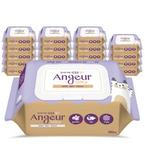 앙쥬르 실키 물티슈 100매 캡형 20팩 평량 55g 도톰 대용량