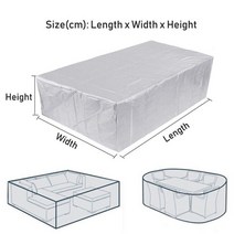 야외 가구 테이블 의자 커버 방수 우천시 옥외 안뜰 가구 방수 덮개 비 눈 먼지, 40X40X40cm, Silver