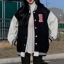 퀸앤조이 레터링 자수 바람막이 야구점퍼