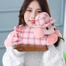 온수팩 동물 생리통핫팩 발열 사무실 인형 예쁜 배 복부 캠핑용 임산부, 후드 연분홍
