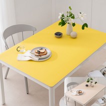 (14colors 11size) 롤로아 100% 방수 가죽 식탁보 테이블보, 160x90cm, 양면-15 (Lemon+Ivory)