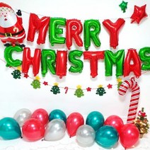 메리 크리스마스 트리가랜드 6종 풍선세트, 펄풍선(1.크리스마스벌룬) 이니셜(로즈골드)
