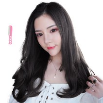 가발위드 U형 긴머리 붙임머리 롤컬 반가발+가발전용빗1개, 1개, 50cm자연블랙