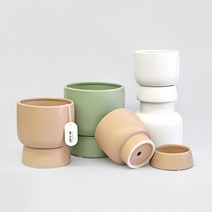 라운드 세라믹 화분 받침세트 마이플랜트, 화이트