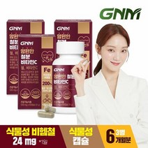 [총 6개월분] GNM 맘편한 비헴철 임산부 철분 비타민C 60캡슐 x 3병 / 철분제 수유부, 1개