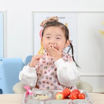 ENDLESS 자기주도 아기 이유식 유아식 방수 턱받이 7종, 긴팔, 4색 도트