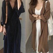 러블리한 여자 봄 데일리 로브 셔츠 자켓 롱가디건 무지 베이직 2컬러
