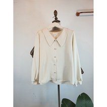 봄 여성 실버 진주 삼각 카라 티르 블라우스
