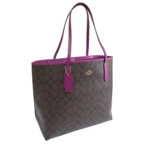 코치 백 레이디스 토트 백 아울렛 브라운x다크 마젠타 SIG CITY TOTE 5696IMV7U Coach 코치 A4 대응 레더 가방