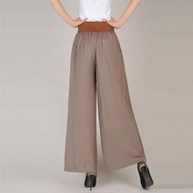 여성통바지 부츠컷 여자겨울 바지 기모 슬랙스 여성와이드팬츠 S 코튼 린넨 소프트 와이드 레그 여성 바지 탄성 허리 발목 길이 솔리드 컬러 여름 느슨한 바지 90