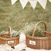 라탄 손잡이 바구니 피크닉 촬영 소품, 초소형