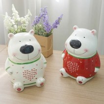하트 곰돌이 저금통 (2color) 저금함 동잔저금통 인테리어저금통, 타입:화이트