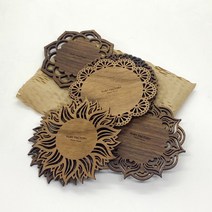 플라워 우드 티코스터 원목 컵받침 홈카페 선물용 각인, 02, 기본형(문구변경없음)