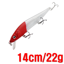 플로팅 미노우 5종 세트 농어 방어 부시리 14cm 22g 하드베이트 루어낚시세트 보조소품 민물 배스낚시, 빨강머리