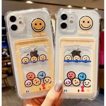 아이폰 7 8 se2 투명 케이스 카드수납 캐릭터 디자인 포켓 폰케이스 iphone case