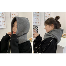 [로믹] 후드 넥워머 바라클라바 니트모자 그레이/블랙, 그레이