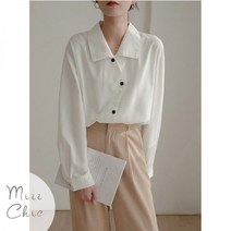 데일리 화이트 난방 흰 셔츠 흰남방 오피스룩 와이셔츠 용 기본 버튼 업 새틴 실크 루즈한 드레이프 센스 다목적 고급 기질 세련된 긴팔 여름