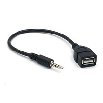 자동차 mp3 플레이어 변환기 3.5mm 남성 aux 오디오 잭 플러그 usb 2.0 여성 변환기 케이블 코드 적응, 검은색