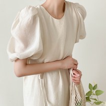 로더블에르 여름 하객 데이트 퍼프 쉬폰 롱 원피스
